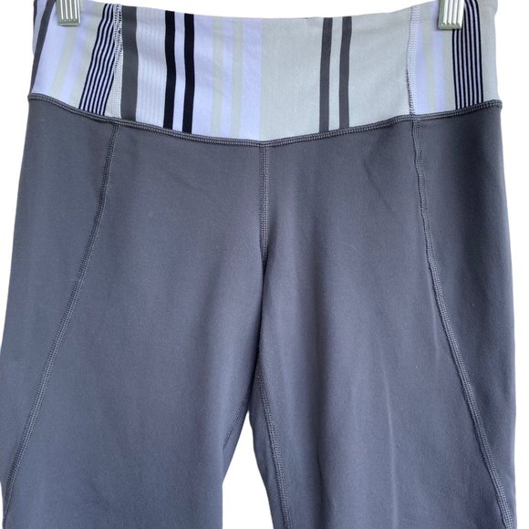 LULULEMON Womens Capri Legging Size 6 White Grey Striped Waistband - Picture 3 of 9